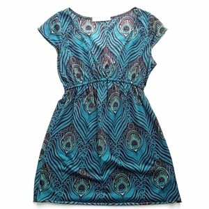 Deep V-Neck Peacock Print High Waist Top